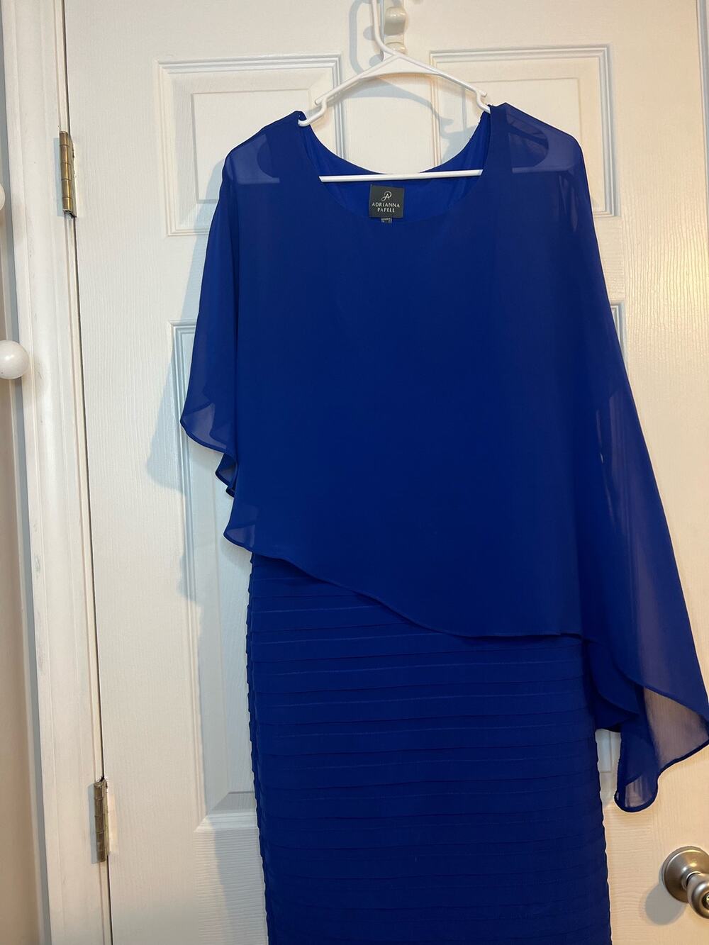 Adrianna Papell Chiffon Overlay Cocktail Royal Blue Dress Sz: 6